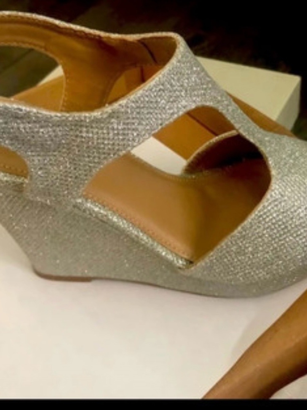 Sugar Silver Glitter Wedge Sandals